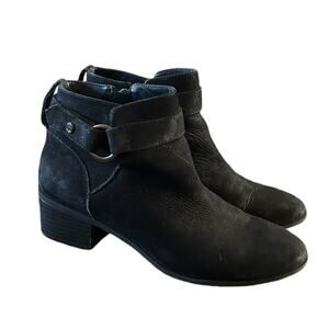 Giani Bernini Putney Leather Ankle Boots Women’s 8.5 Block Heel Black Side Zip